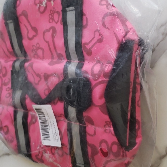 Dogcheer Ripstop Dog Life Jacket, Reflective & Adjustable Pink w/Bone Print XS - Picture 5 of 6